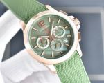 Replica Longines Chronograph Green Face Rose Gold Case Quartz Watch
